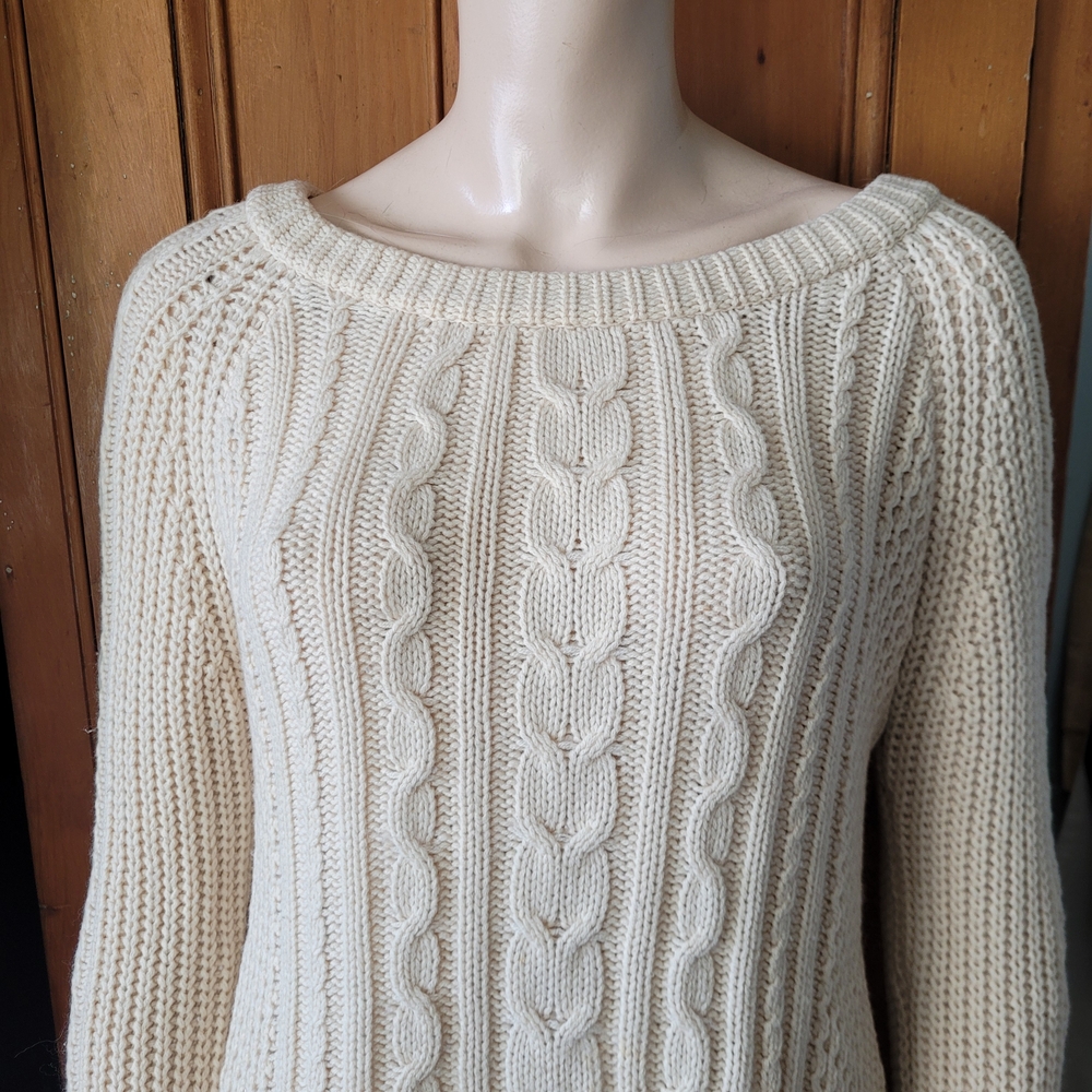 Brochu Walker Wool Cashmere Mixed Knit Cream Sweater Medium - Picture 3 of 11